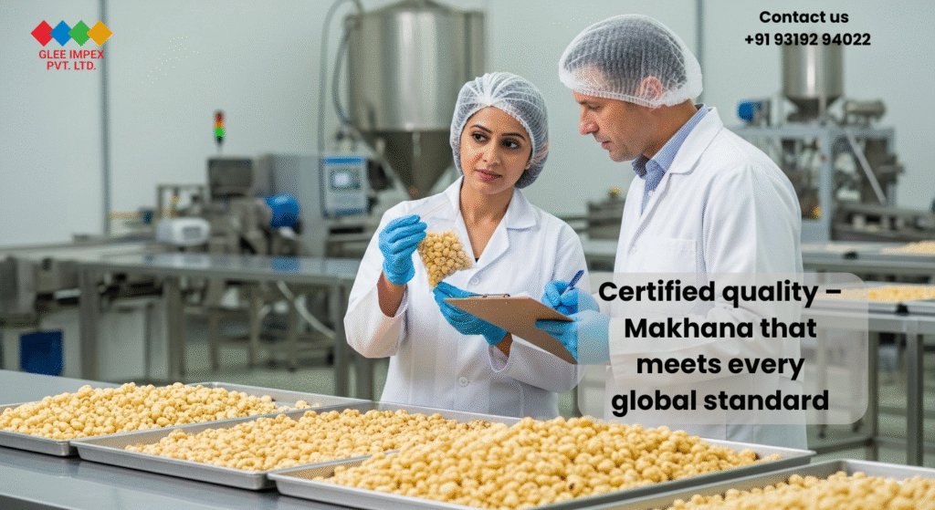 Quality inspection by the Best Makhana exporter in India before export.