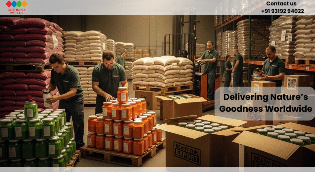 Natural Vegetable Powders Exporter Bringing Authentic, Nutrient-Rich Indian Vegetable Powders to Global Markets Natural vegetable powders exporter showcasing packaged vegetable powders ready for global shipment