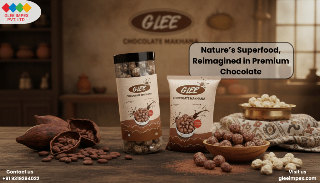 Nature’s superfood reimagined in premium chocolate, offered by an authorized Chocolate Makhana Exporter using high-quality cocoa beans.