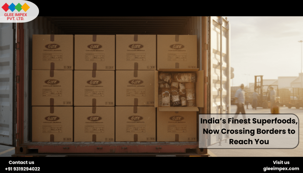 Large-scale international logistics and container loading of premium foxnuts by a trusted Chocolate Makhana Exporter in India.