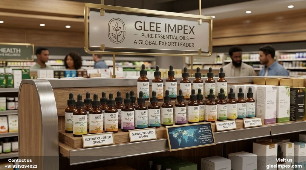 Premium retail shelf display from a global Essential Oil Supplier.